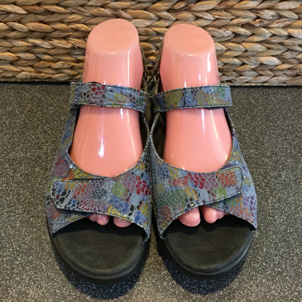 Wolky Blue and Green Sandals